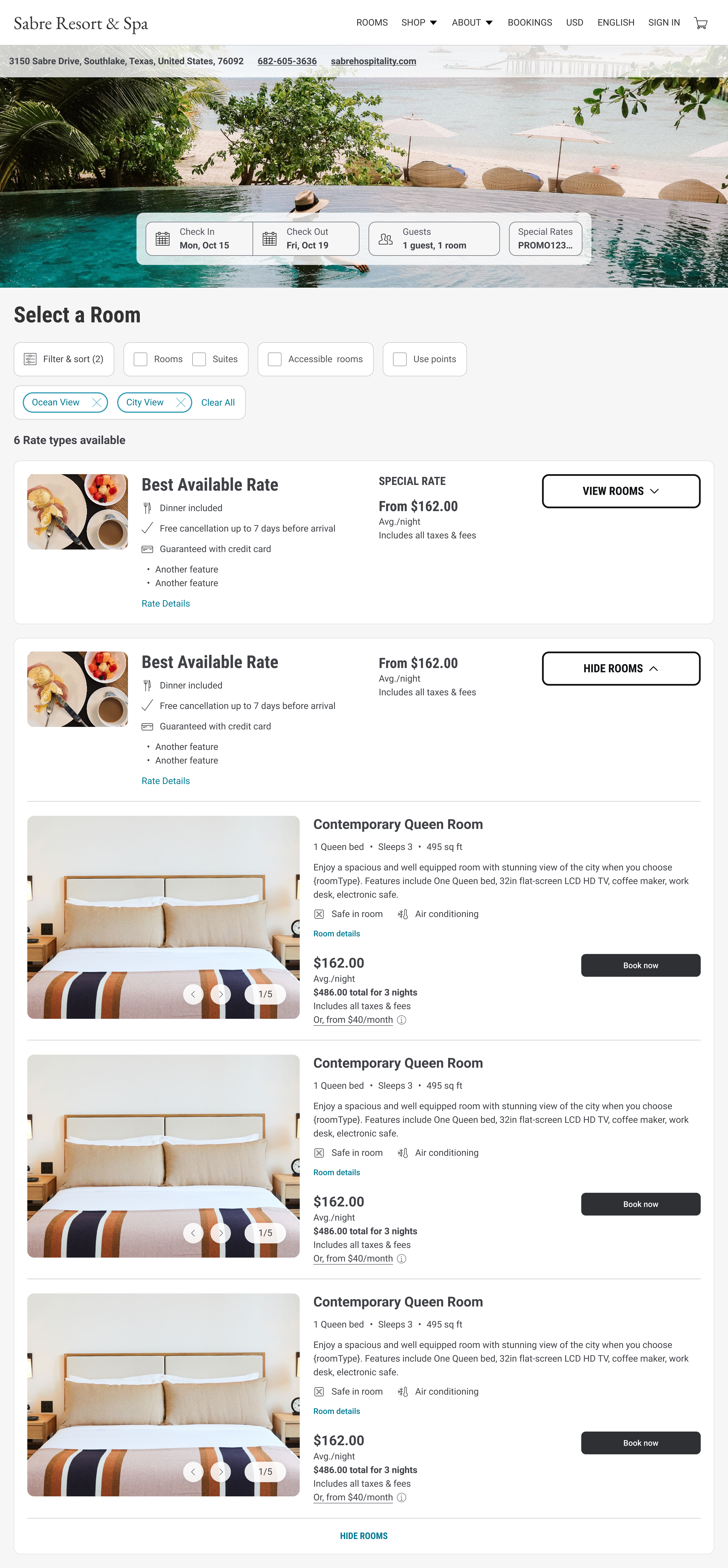 SBEM (SynXis Booking Engine Modular) product preview
